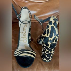 SOLD Sam Edelman YARO Block Heel calf Hair Animal Print Sandal
